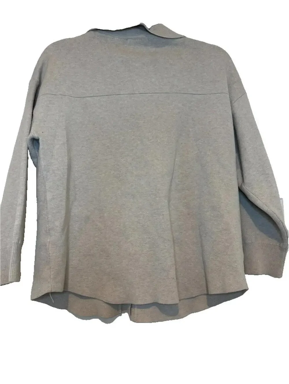 Oyso sz S button down‎ shirt/jacket collar pockets beige long sleeve #3079